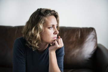 A grieving woman