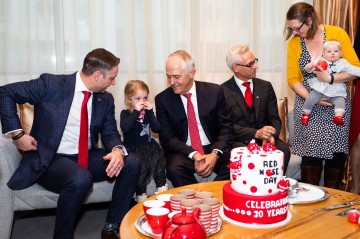 Malcolm Turnbull and Cake Red Nose 2018