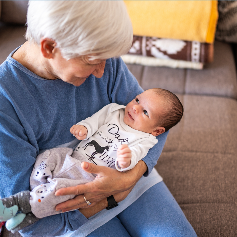 Grandmother holding a baby