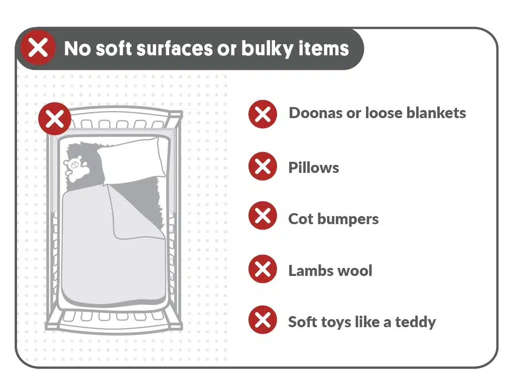 No soft toys or comforters 